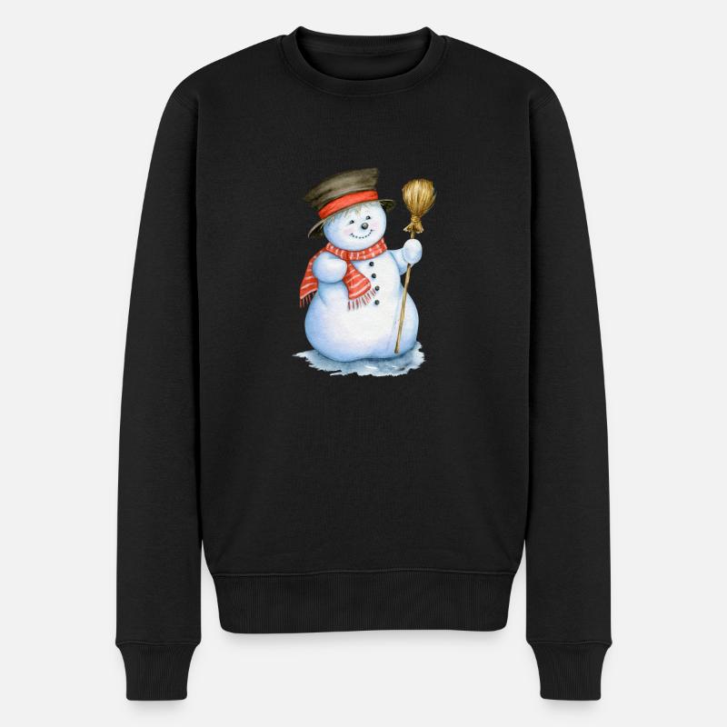 Schneemann - Männer Premium Bio Pullover - Schwarz