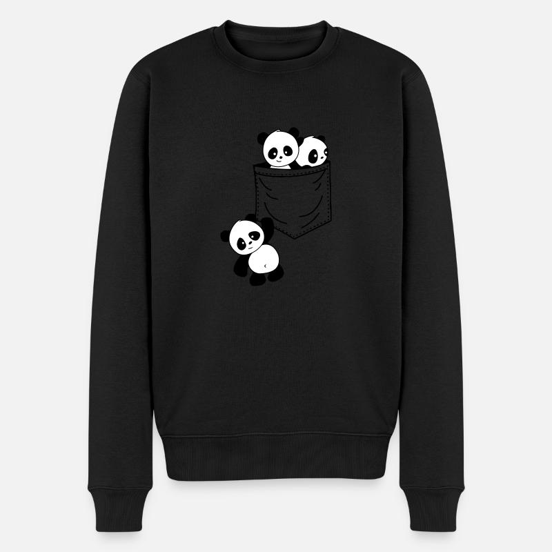 Panda Tasche - Männer Premium Bio Pullover - Schwarz