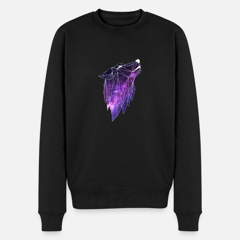 Geometrie Galaxiewolf - Männer Premium Bio Pullover - Schwarz