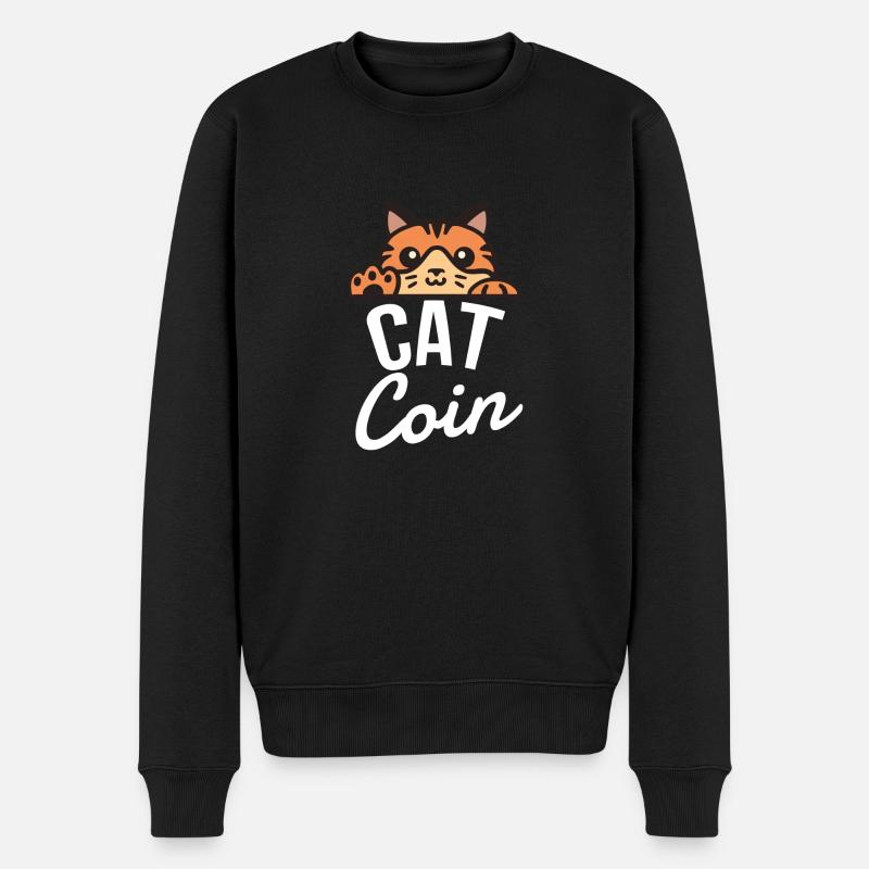 Kryptowährung Cat Coin - Männer Premium Bio Pullover - Schwarz
