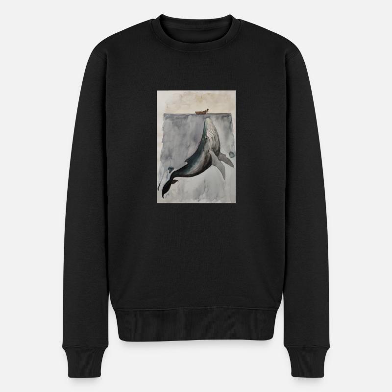 Wal Begegnung - Männer Premium Bio Pullover - Schwarz