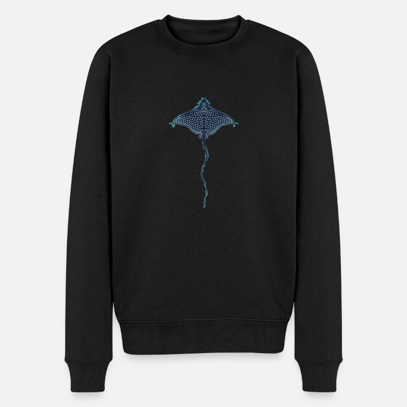BEMALTER CHUCHO (Aetobatus narinari) - Männer Premium Bio Pullover - Schwarz
