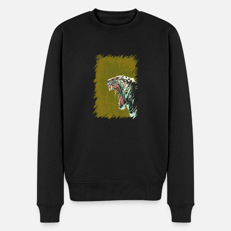 Tiger - Männer Premium Bio Pullover - Schwarz