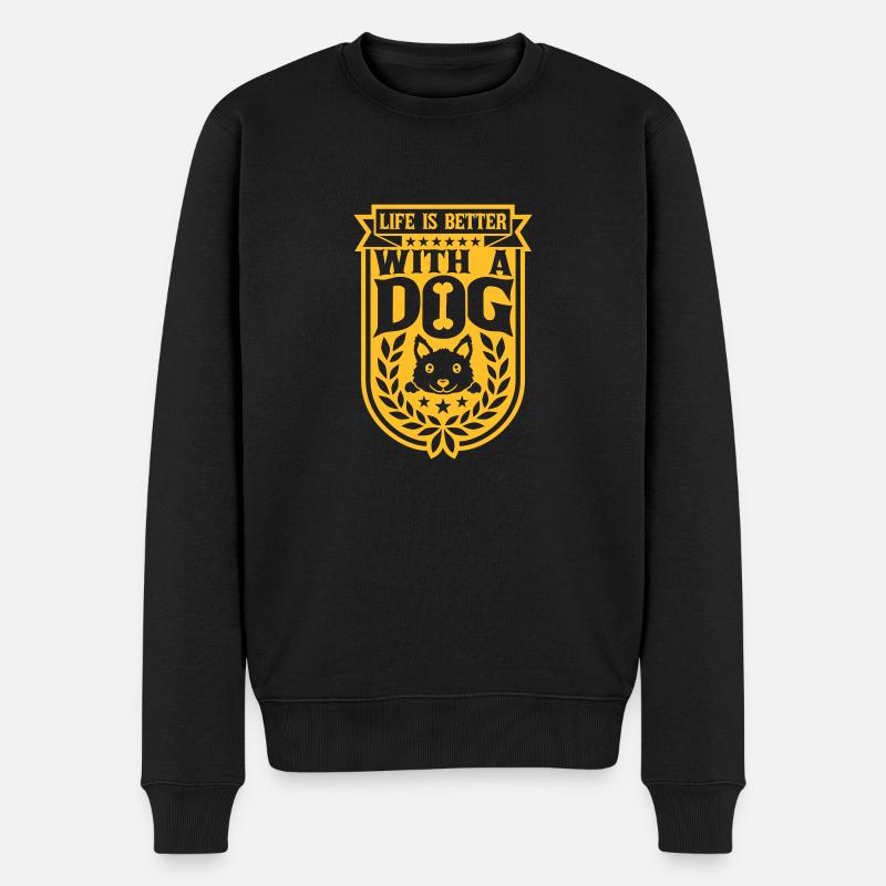 better with a dog - Männer Premium Bio Pullover - Schwarz