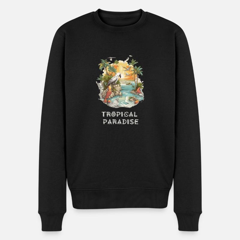 Tropisches Paradies - Männer Premium Bio Pullover - Schwarz