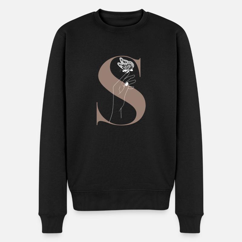 lettre s papillon magique - Pull Premium bio Homme - noir