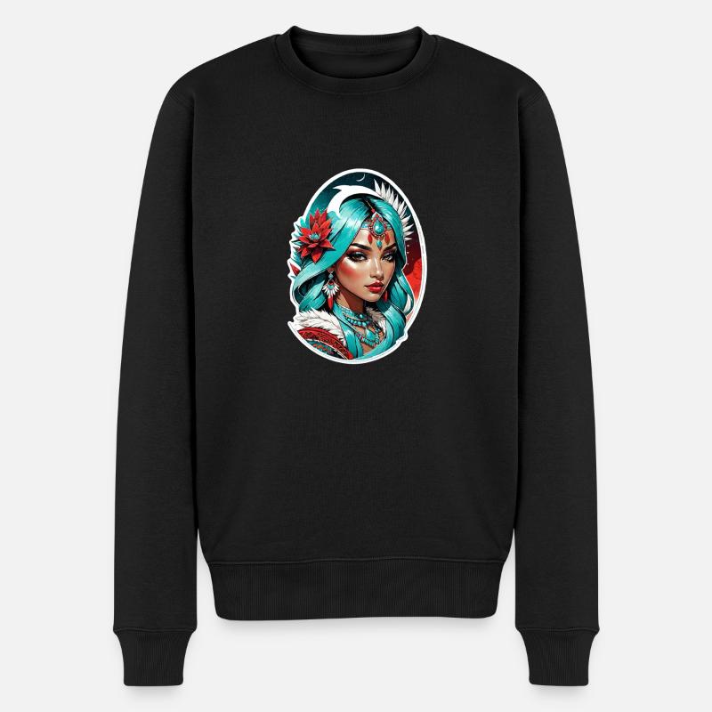 Indische Prinzessin - Aztek - Männer Premium Bio Pullover - Schwarz