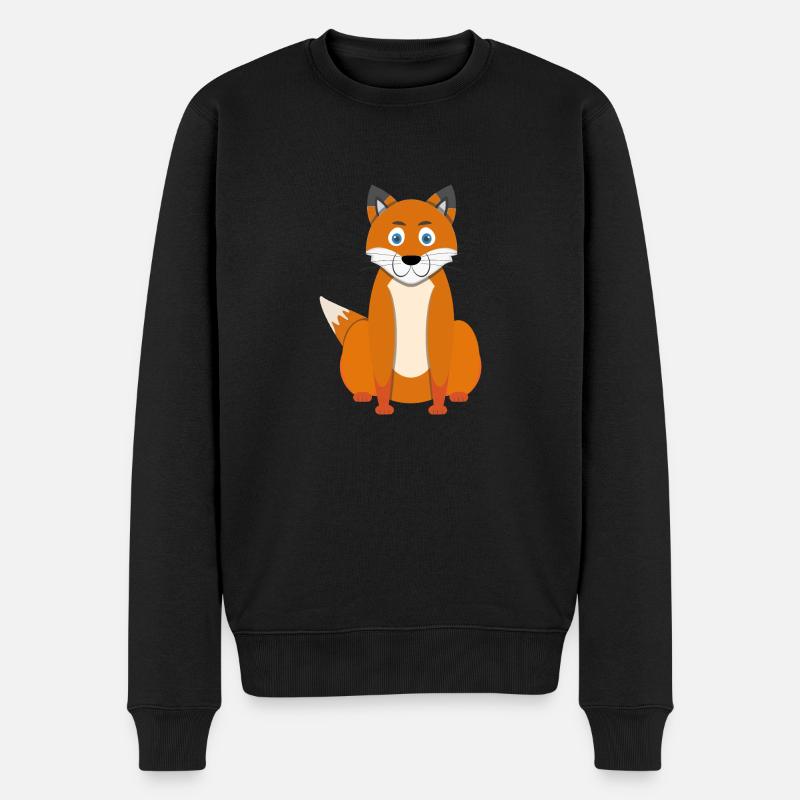 Karikatur Fuchs - Männer Premium Bio Pullover - Schwarz