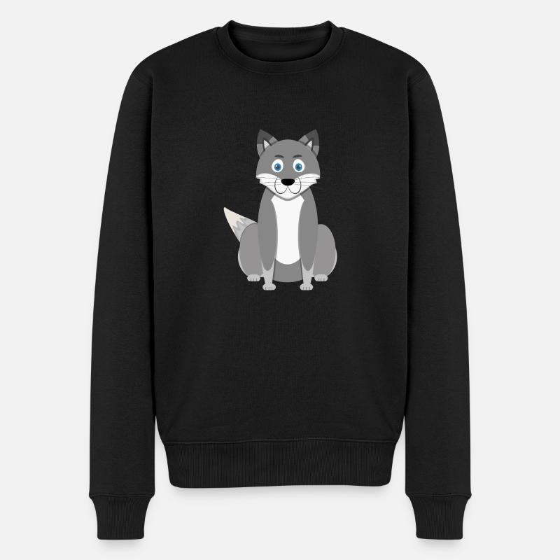 Loup de dessin animé - Pull Premium bio Homme - noir