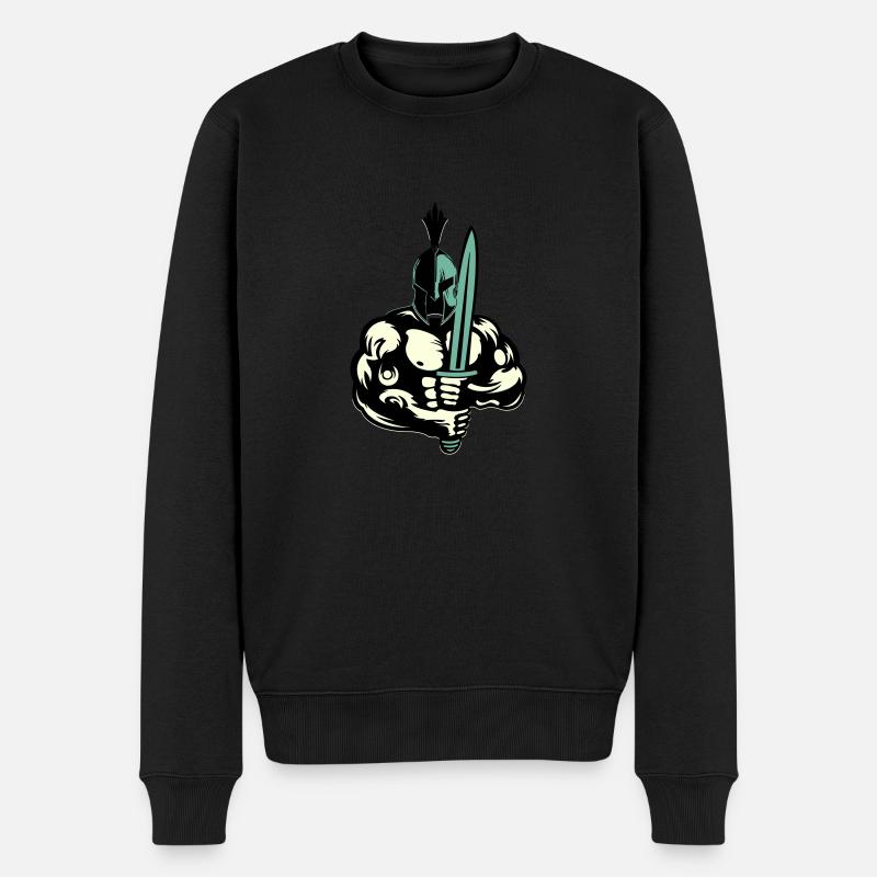 Sparta Warrior - Männer Premium Bio Pullover - Schwarz