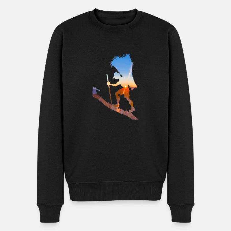 Mann mit Heukorb - Männer Premium Bio Pullover - Schwarz