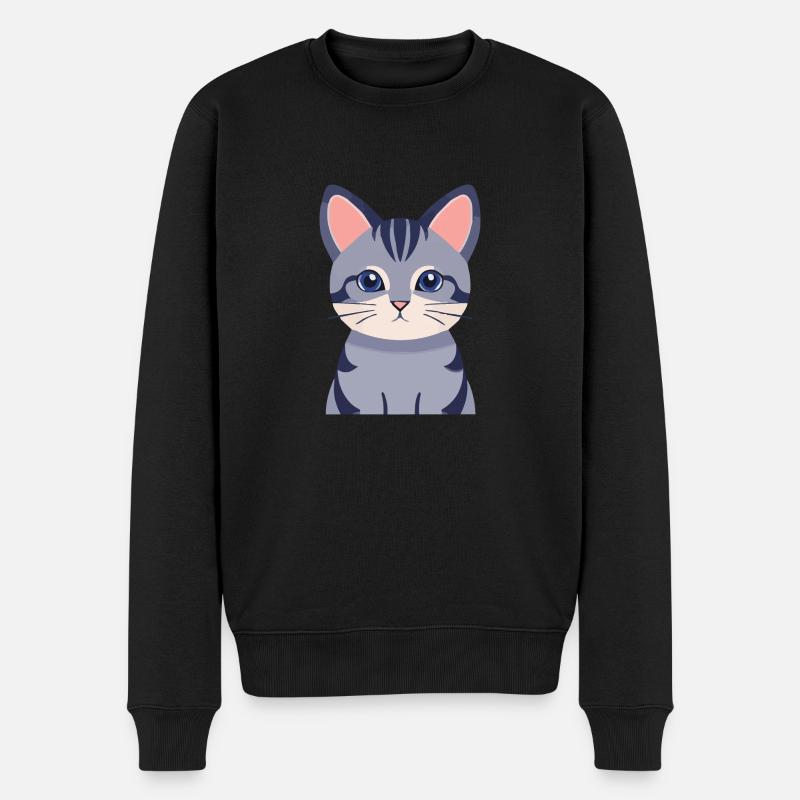 chat gris mignon - Pull Premium bio Homme - noir