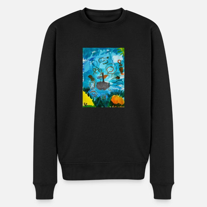 Die Wellenreiter - Männer Premium Bio Pullover - Schwarz