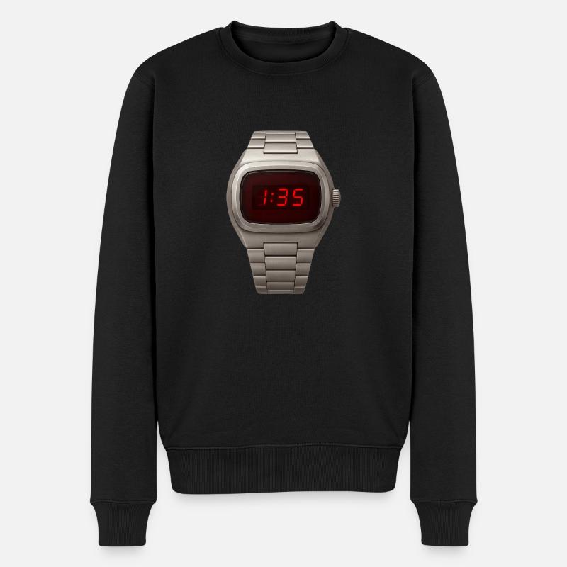 Stylische Armbanduhr mit roten LEDs Kind der 70er - Männer Premium Bio Pullover - Schwarz