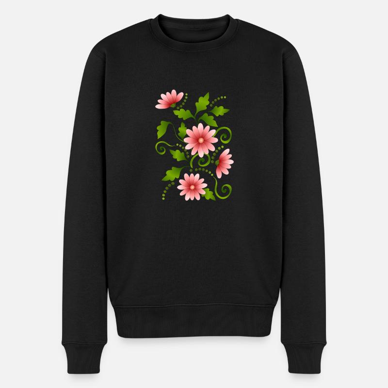 Blumen - Männer Premium Bio Pullover - Schwarz