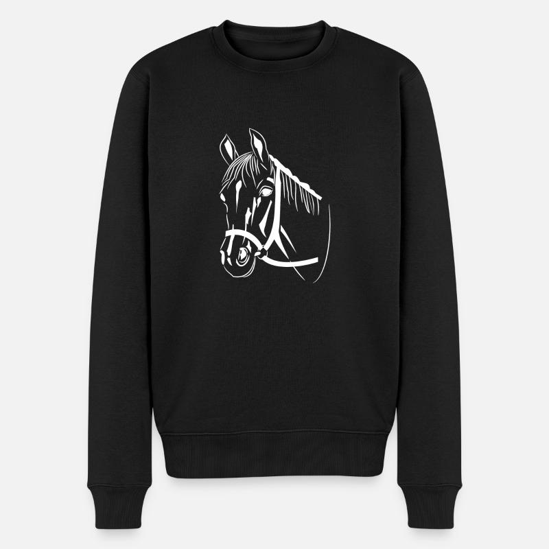 Pferdekopf - Männer Premium Bio Pullover - Schwarz