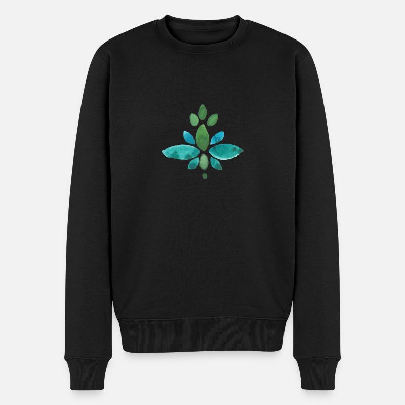 Aquarell Ornament Mandala türkis - Männer Premium Bio Pullover - Schwarz