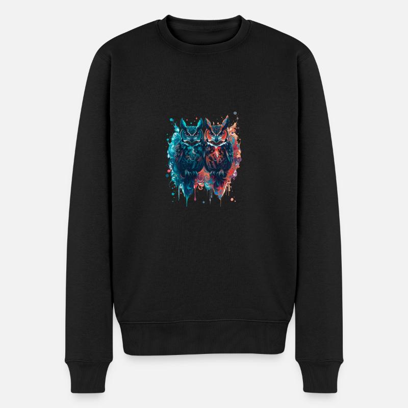Tinte,Eulen,illustration,malerei,graffiti,Eule - Männer Premium Bio Pullover - Schwarz