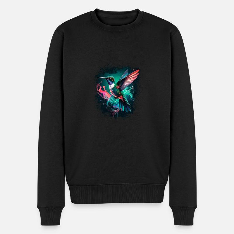 kolibri,vogel, illustration,bunt,graffiti - Männer Premium Bio Pullover - Schwarz