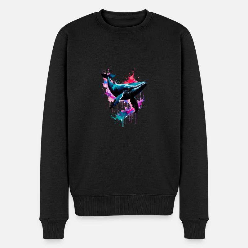Wal, illustration,bunt,graffiti,bunt,splash - Männer Premium Bio Pullover - Schwarz