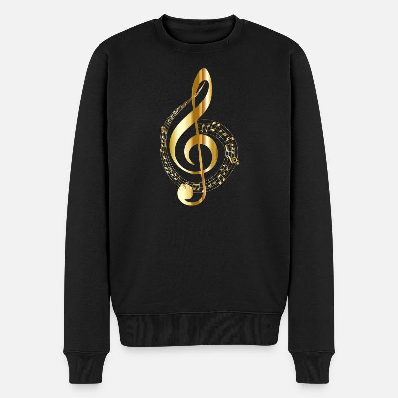Musiknote - Männer Premium Bio Pullover - Schwarz