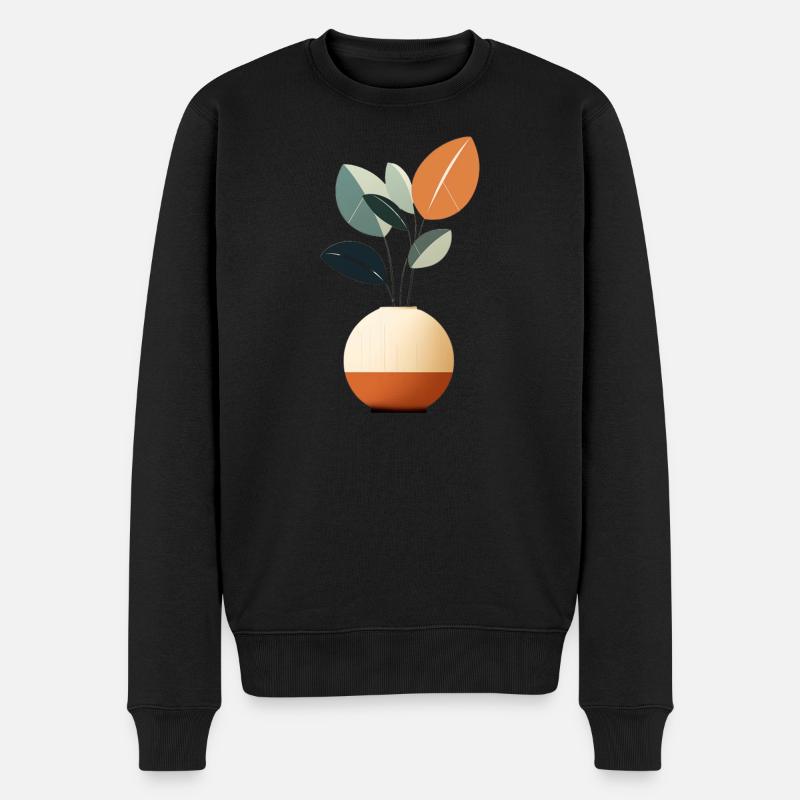 Minimalistische Blumen - Männer Premium Bio Pullover - Schwarz