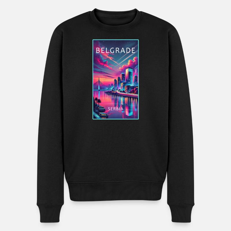Belgrad Serbien Stadt Design - Männer Premium Bio Pullover - Schwarz