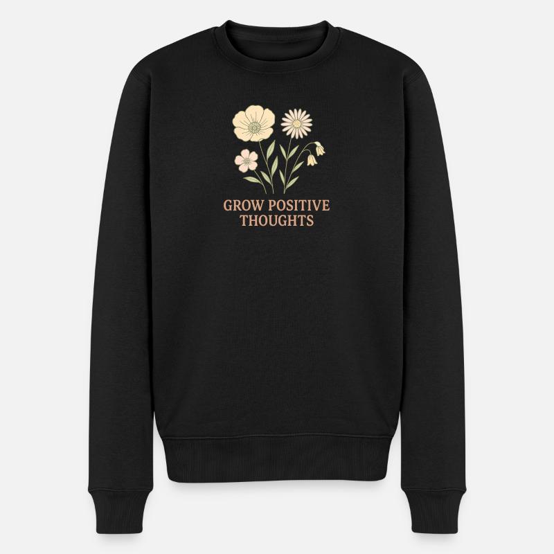 Penser positivement motif de fleur - Pull Premium bio Homme - noir