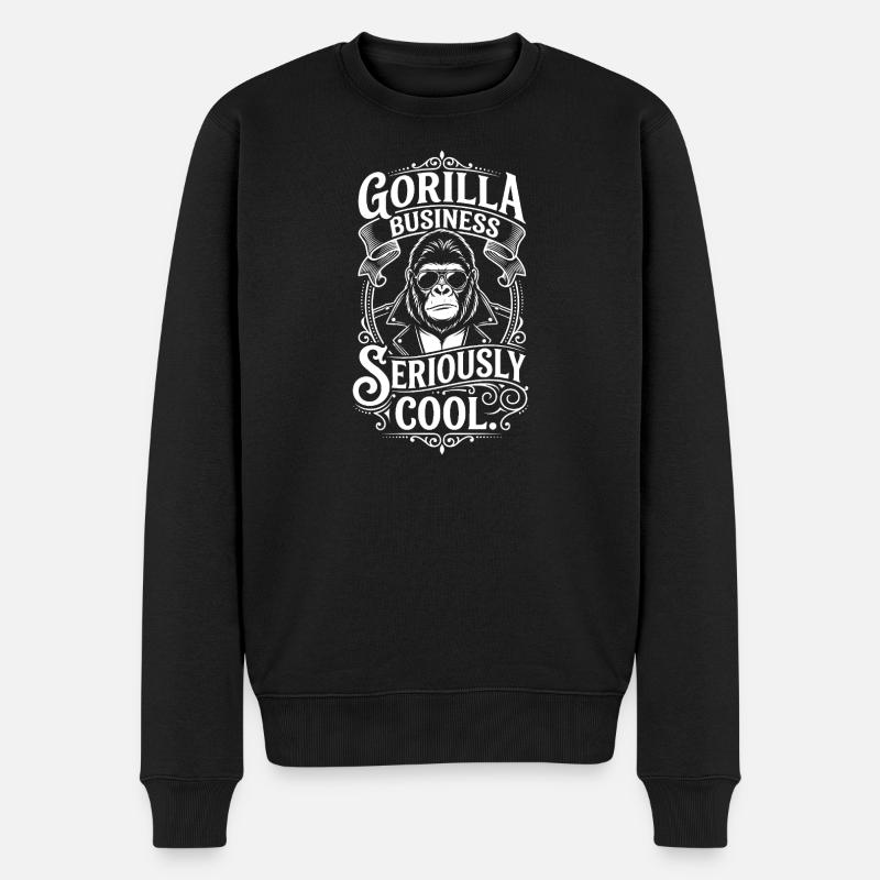 Gorilla Business – Ernsthaft Cool - Männer Premium Bio Pullover - Schwarz