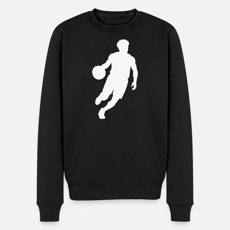 Sprungender Basketball-Silhouette - Männer Premium Bio Pullover - Schwarz