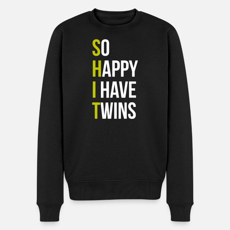 So glücklich, Zwillinge zu haben - Männer Premium Bio Pullover - Schwarz