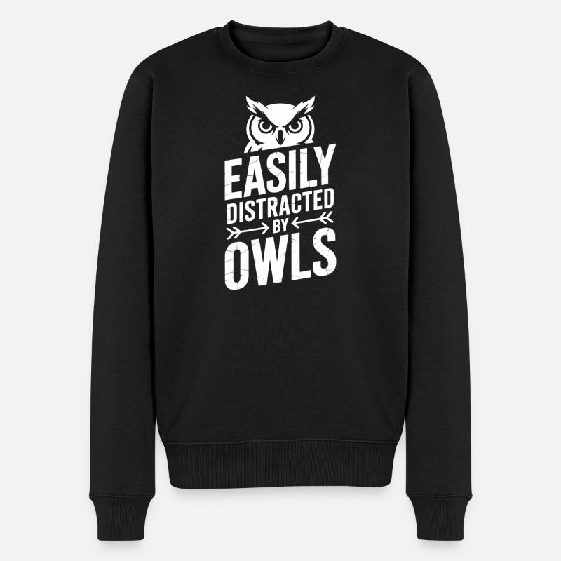 Eulen Sprüche Eule Lustiges Eulen Geschenk - Männer Premium Bio Pullover - Schwarz