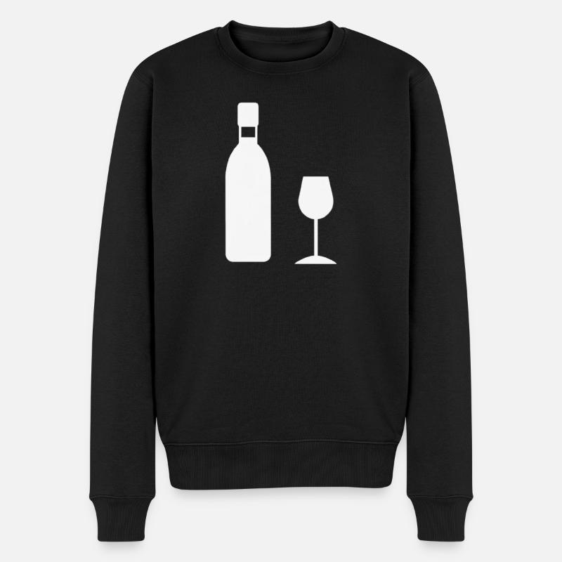 Wein Geschenkidee Weinglas Weinflasche - Männer Premium Bio Pullover - Schwarz
