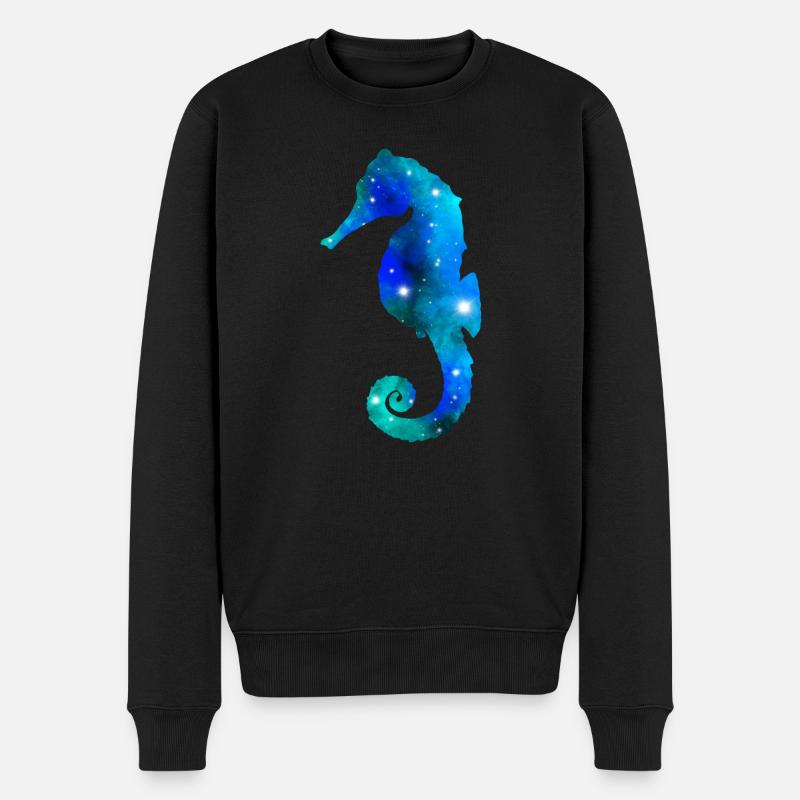 Galaxy Sea Horse - Männer Premium Bio Pullover - Schwarz