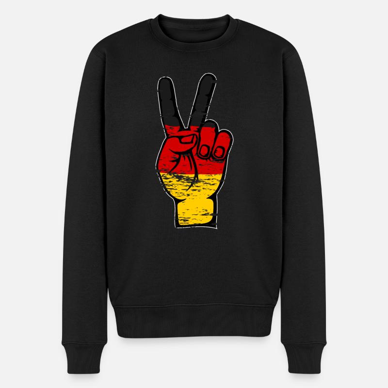 Deutsche Flagge Frieden Victory Symbol used - Männer Premium Bio Pullover - Schwarz