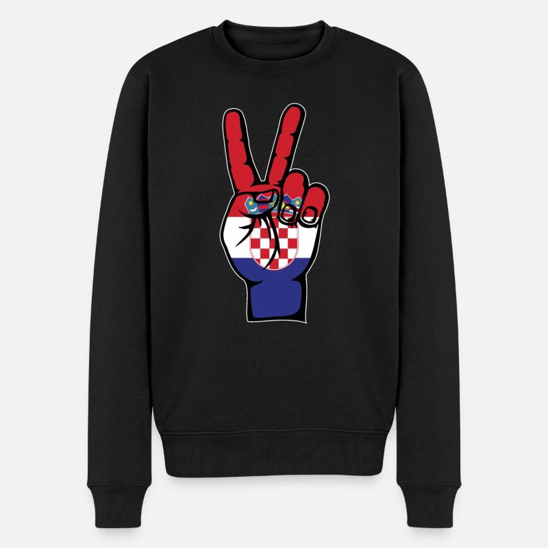 Kroatien Flagge Frieden Victory Symbol - Männer Premium Bio Pullover - Schwarz
