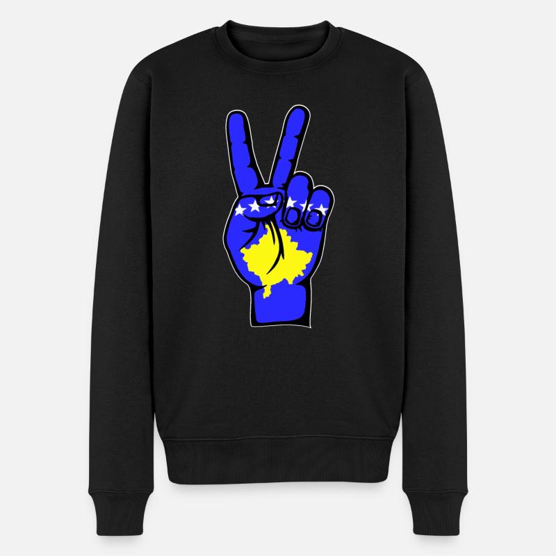Kosovo Flagge Frieden Victory Symbol - Männer Premium Bio Pullover - Schwarz
