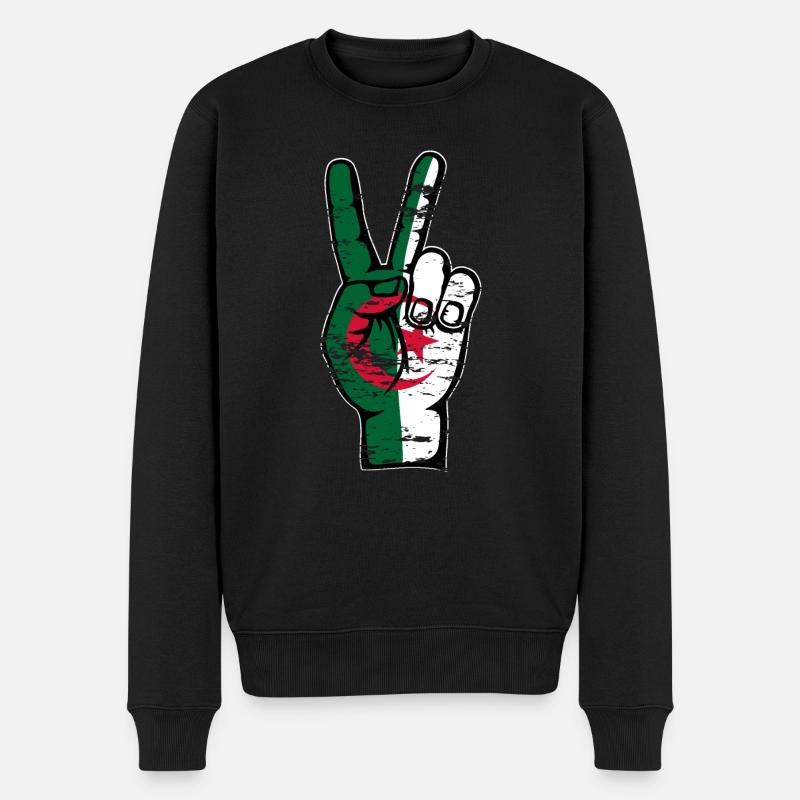 Drapeau de l’Algérie Paix Symbole de victoire utilisé - Pull Premium bio Homme - noir