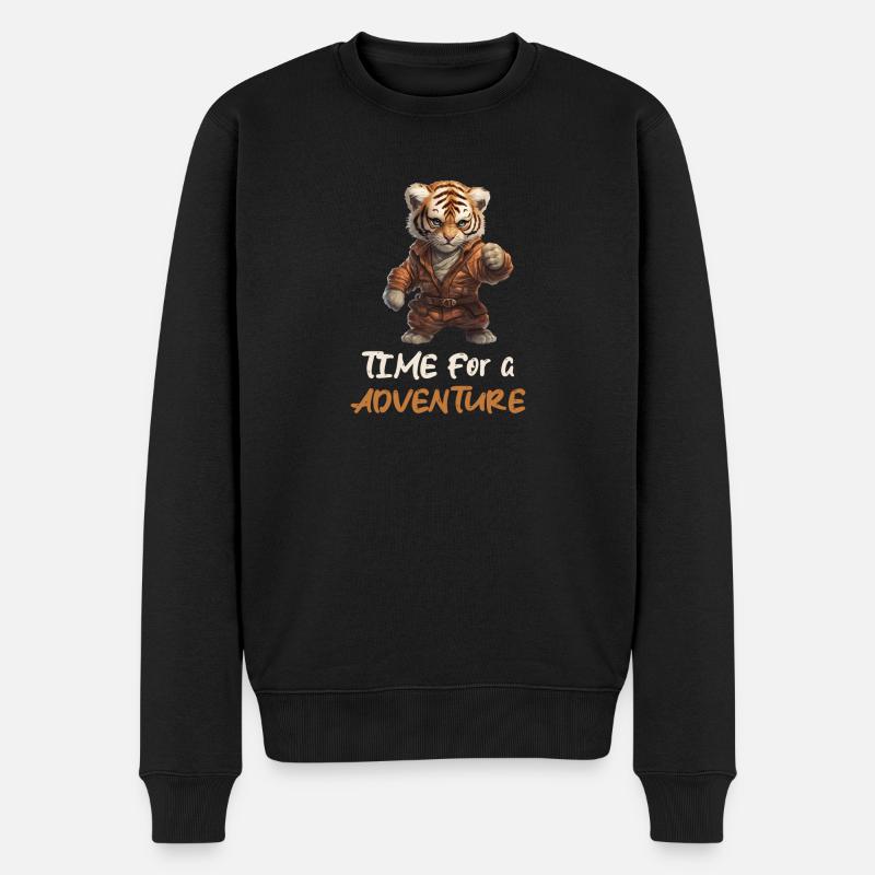Löwe Baby Adventure Time - Männer Premium Bio Pullover - Schwarz