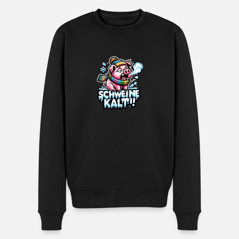 Schweinekalt - Männer Premium Bio Pullover - Schwarz