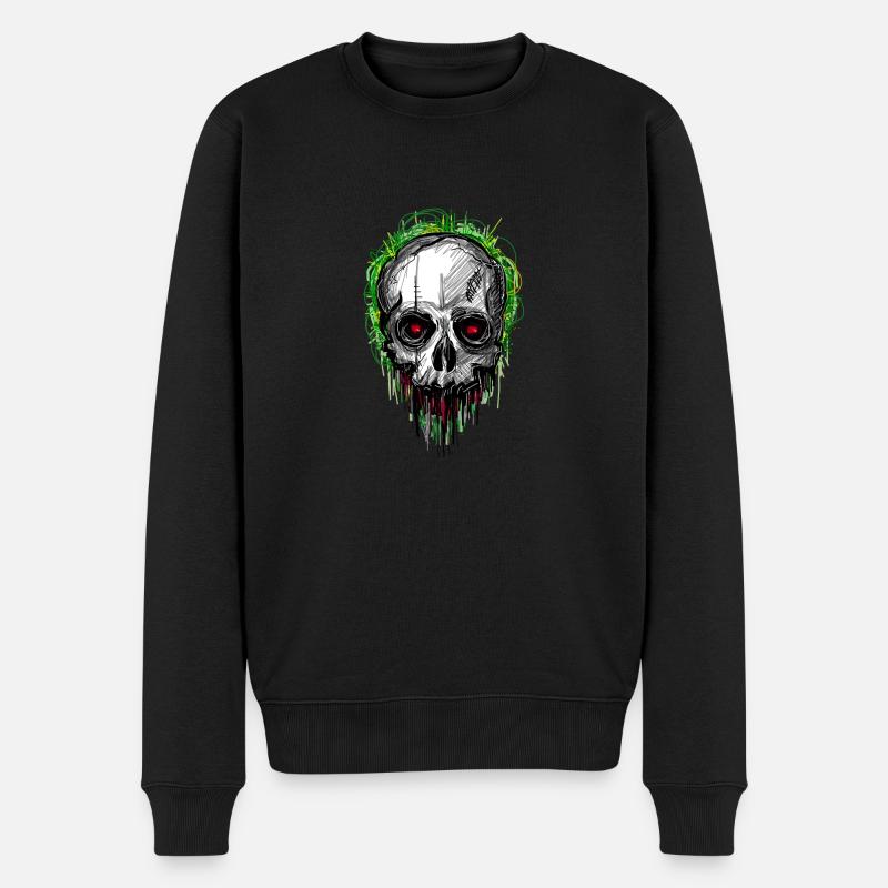 skull_scribble - Männer Premium Bio Pullover - Schwarz