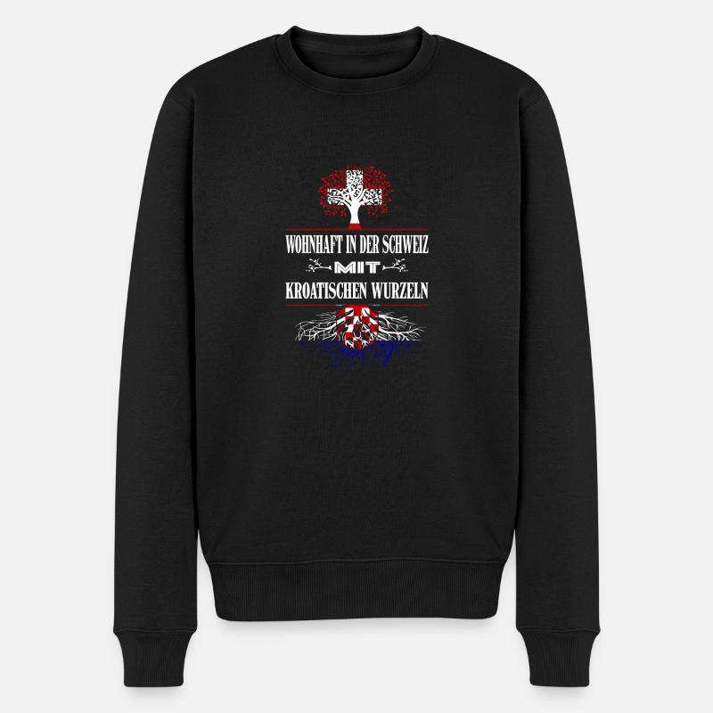 Schweiz-Kroatien - Männer Premium Bio Pullover - Schwarz