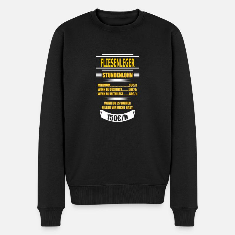 FLIESENLEGER - Männer Premium Bio Pullover - Schwarz