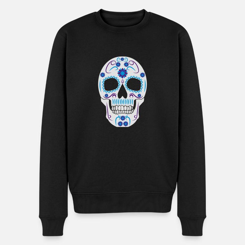 mexican skull - Männer Premium Bio Pullover - Schwarz