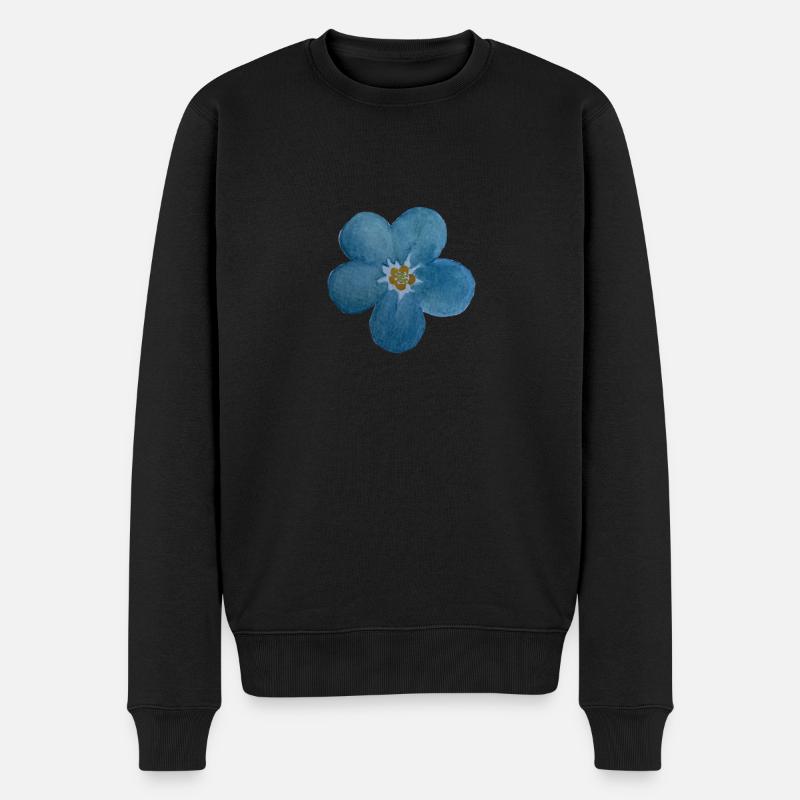 Vergissmeinnicht Blüte - Männer Premium Bio Pullover - Schwarz
