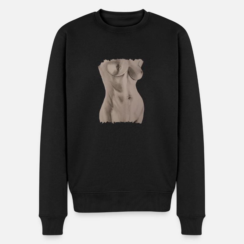 Buste feminin nu - Pull Premium bio Homme - noir