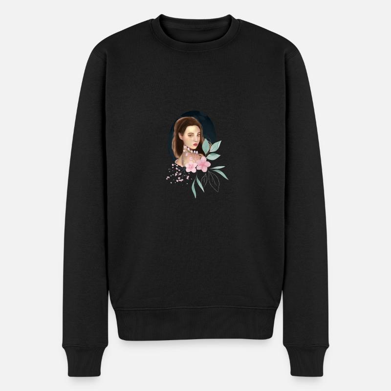 Prinzessin mit blumen - Männer Premium Bio Pullover - Schwarz