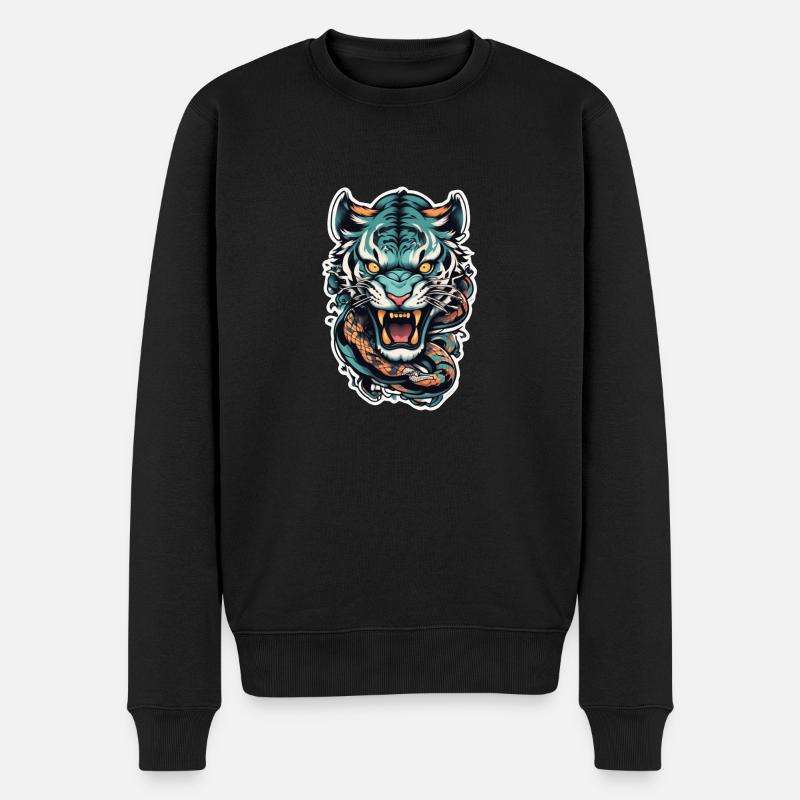 Tiger Japanisches Tattoo - Männer Premium Bio Pullover - Schwarz