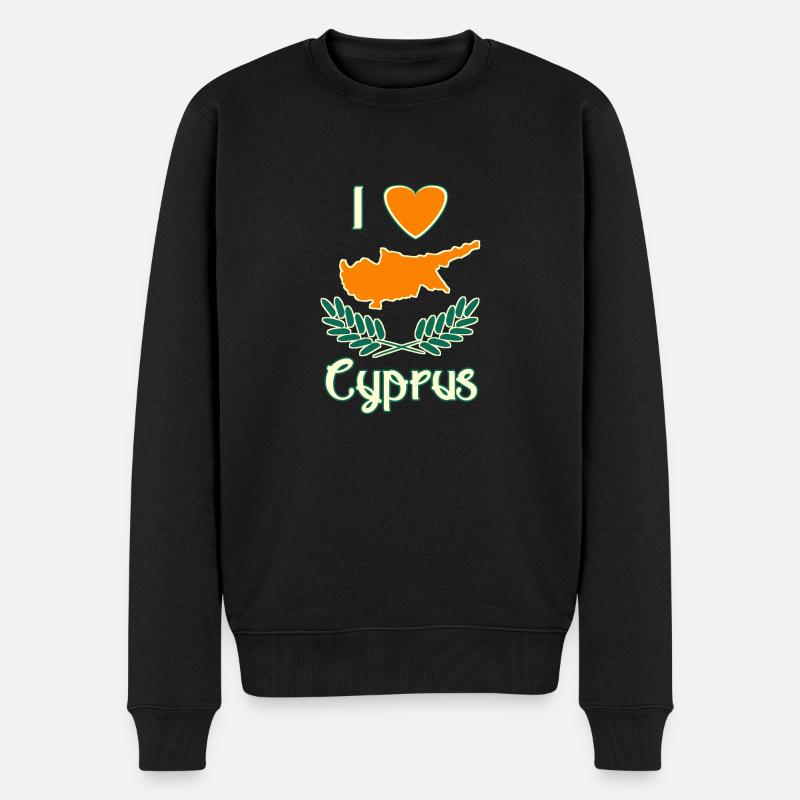 I Love Cyprus - Männer Premium Bio Pullover - Schwarz