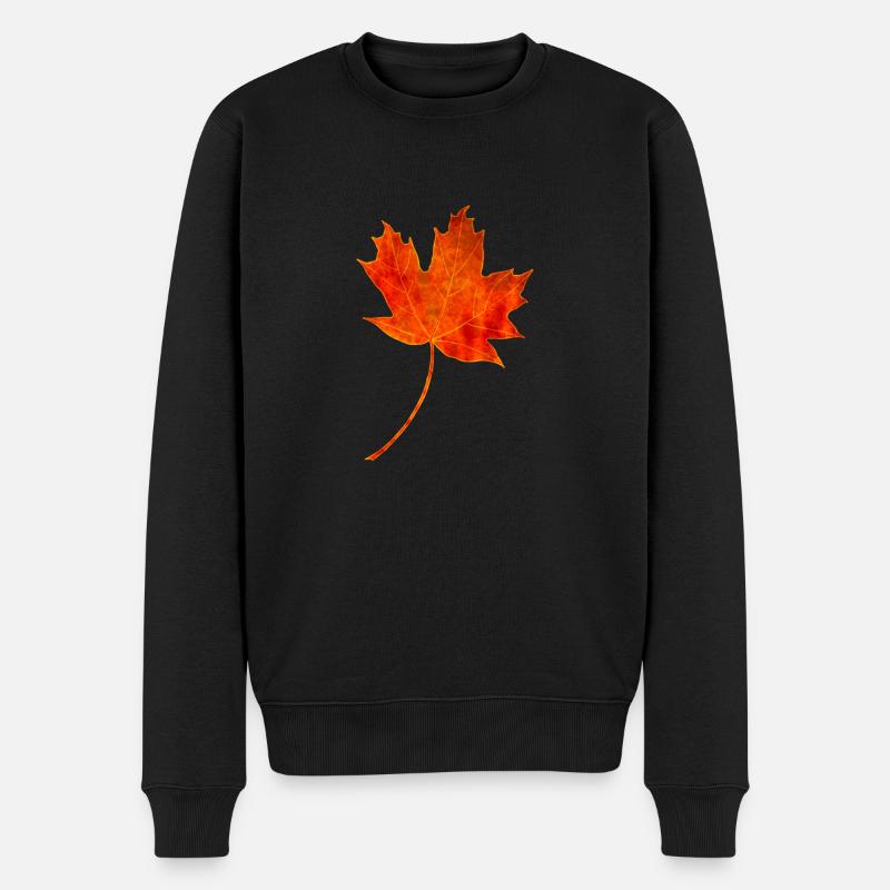 Ahornblatt - Männer Premium Bio Pullover - Schwarz